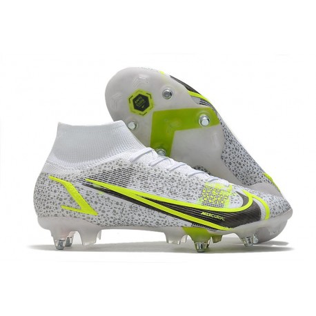 Nike Mercurial Superfly 8 Elite SG-Pro AC Bianco Nero Metallic Argento Volt