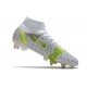 Nike Mercurial Superfly 8 Elite SG-Pro AC Bianco Nero Metallic Argento Volt