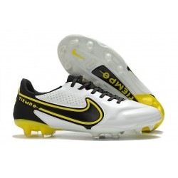 Nike Tiempo Legend 9 Elite FG Uomo Bianco Fumo Scuro Grigio Nero Giallo