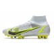 Nike Mercurial Superfly 8 Elite AG PRO Bianco Nero Metallic Argento Volt