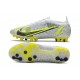 Nike Mercurial Vapor 14 Elite AG Pro Bianco Nero Metallic Argento Volt