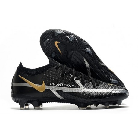 Nike Phantom GT2 Elite FG Nero Metallic Grigio Scuro Oro Metallico