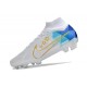 Scarpe Nike Zoom Mercurial Superfly IX Elite Fg Bianco Blu Oro