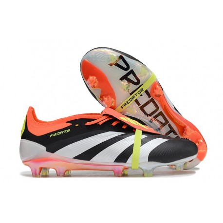 Scarpe da calcio Predator Elite Foldover Tongue FG Nero Core Bianco Rosso Solare