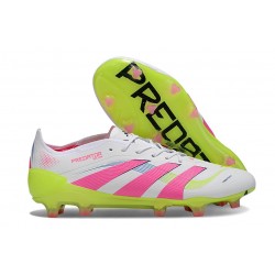 Scarpe da Calcio adidas Predator Elite FG Bianco Rosa Lucido Limone Lucido