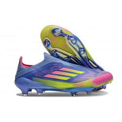 Scarpe adidas F50+ Senza Lacci FG Blu Fusion Limone Lucido Rosa Lucido