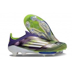 Scarpe adidas F50+ Senza Lacci FG Viola Rush Ftwr Bianco Limone Lucido