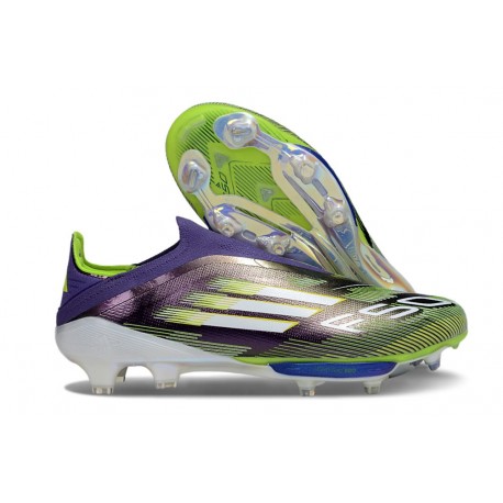 Scarpe adidas F50+ Senza Lacci FG Viola Rush Ftwr Bianco Limone Lucido