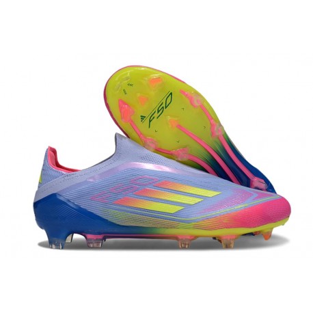 Adidas Scarpa da Calcio F50 Elite LL FG Blu Fusion Limone Lucido Rosa Lucido