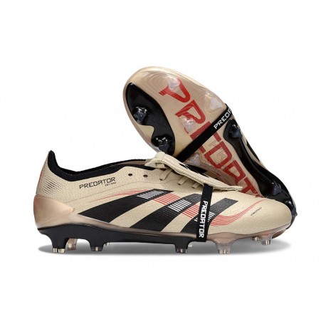 adidas Predator Elite Fold-over Tongue FG Platin Met Nero Aurora Rosso