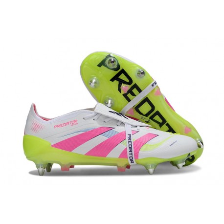Scarpa da Clacio Adidas Predator Elite Tongue SG Bianco Rosa Giallo