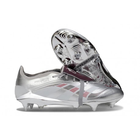 Scarpa da Clacio Adidas Predator Elite Tongue SG Argento Rosso
