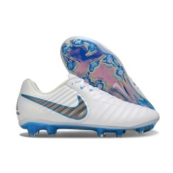 Scarpa Nike Tiempo Legend 10 Elite FG Ronaldo Bianco Blu Grigio