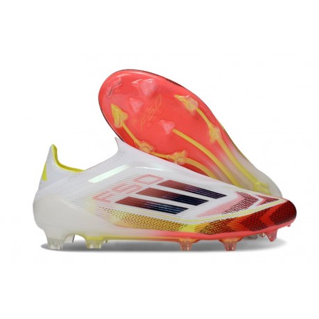 Scarpe Adidas F50 Elite Senza Lacci FG Bianco Nero Giallo