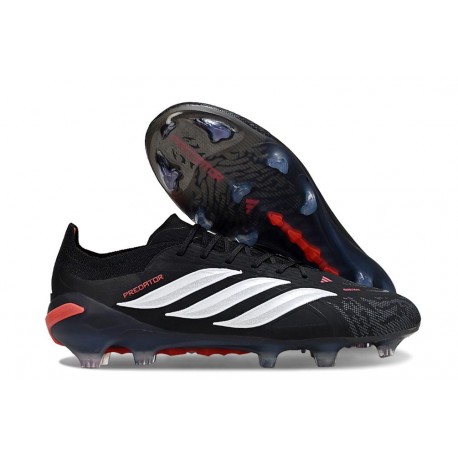 adidas Predator 26 Elite Low FG Nuovo Nero Bianco Rosso