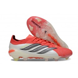 adidas Predator 26 Elite Low FG Nuovo Rosso Lucido Nero Core Ftwr Bianco