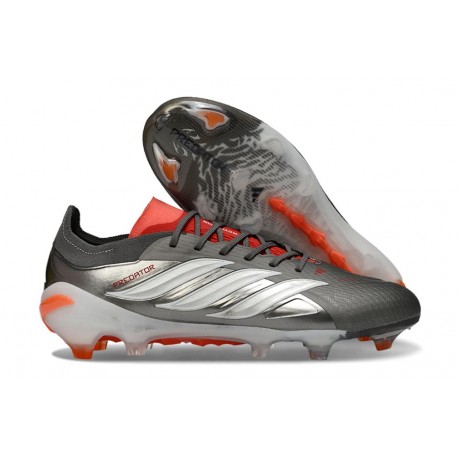 adidas Predator 26 Elite Low FG Nuovo Ferro Metallizzato Zero Metallico Rosso Lucido