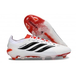 adidas Predator 26 Elite Low FG Nuovo Bianco Nero Rosso