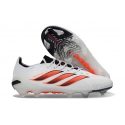 adidas Predator 26 Elite Low FG Nuovo Bianco Rosso Nero
