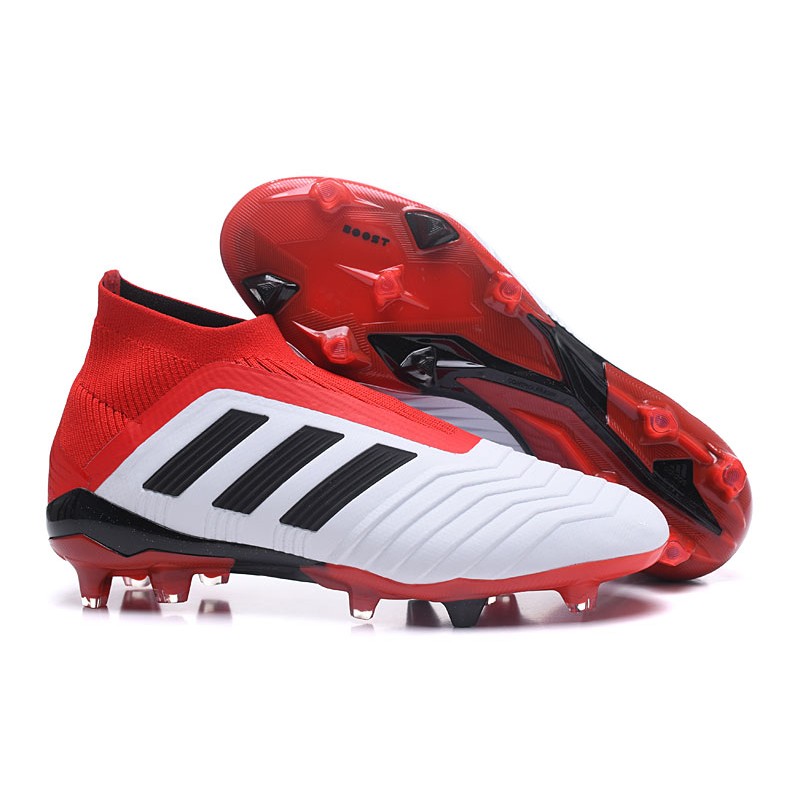 Scarpe Calcio Adidas Predator 18+ FG - Bianco Rosso Nero