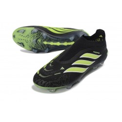 Scarpa Nuovo adidas Predator Elite Laceless FG Nero Verde Lime