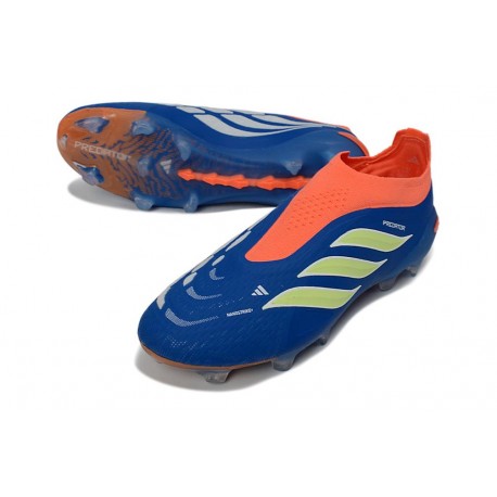 Scarpa Nuovo adidas Predator Elite Laceless FG Blu Arancione Verde Lime