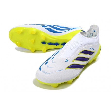 Scarpa Nuovo adidas Predator Elite Laceless FG Bianco Giallo Blu