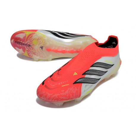 Scarpa Nuovo adidas Predator Elite Laceless FG Rosso Bianco Nero