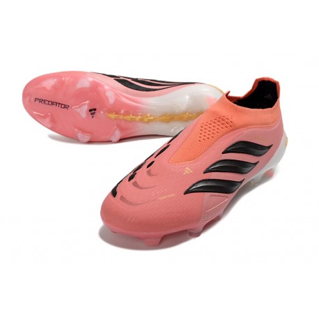 Scarpa Nuovo adidas Predator Elite Laceless FG Rosa Nero