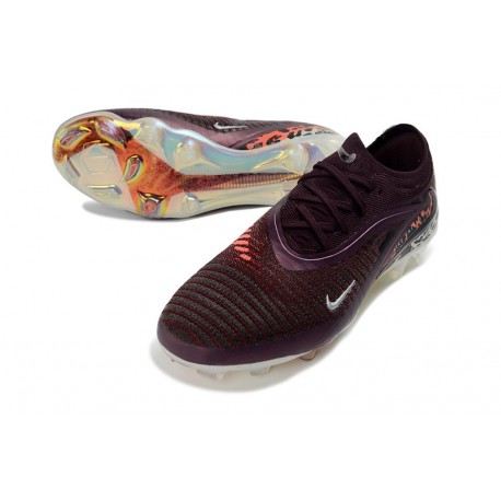 Scarpe da Calcio Nike Phantom 6 Elite Low FG Borgogna Crush Univ Rosso Fossil