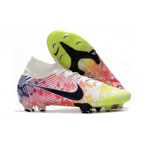 Neymar Nike Mercurial Superfly VII Elite DF FG -Bianco Nero Blu Racer Volt